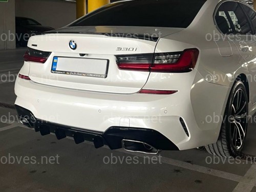 Накладка заднего бампера диффузор M-Performance 340i черная BMW 3 series G20 2019-2022