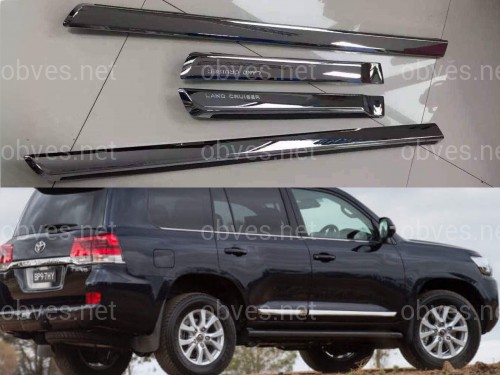 Молдинги на двери Toyota Land Cruiser 200 2007-2021 дизайн в стиле рестайлинг 2016+ хромированные