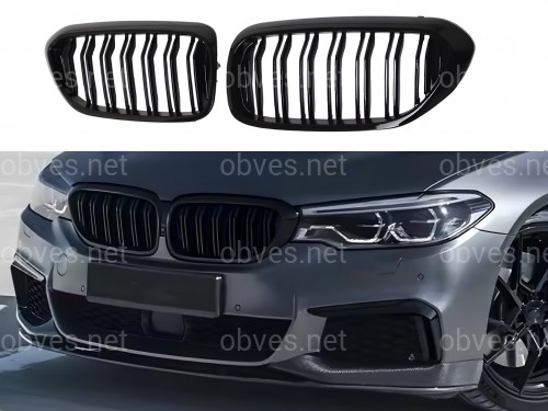 Решетка радиатора ноздри стиль M5 BMW series G30 / G31 2017-2020 черный глянец 2шт. Решетка радиатора ноздри стиль M5 BMW series G30 / G31 2017-2020 черный глянец 2шт.