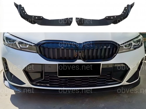 Юбка накладка переднего бампера BMW 3 series G20 G21 LCI 2022+ черный глянец Юбка накладка переднего бампера BMW 3 series G20 G21 LCI 2022+ черный глянец
