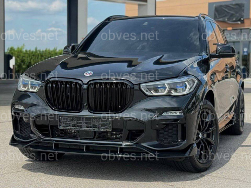 Юбка накладка переднего бампера Paradigma BMW X5 G05 2018-2022 черный глянец