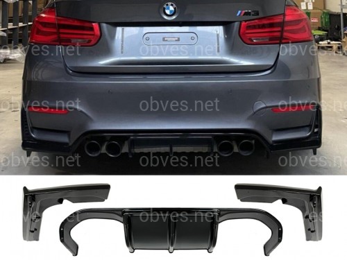 Накладка заднего бампера диффузор M-Vorsteiner к бамперу M3 для BMW 3 series F30 2012-2018, цвет черный глянец Накладка заднего бампера диффузор M-Vorsteiner к бамперу M3 для BMW 3 series F30 2012-2018, цвет черный глянец