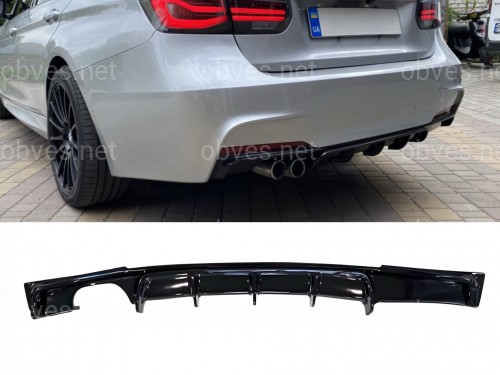 Диффузор накладка заднего бампера M-Performance BMW 3 series F30 2012-2018 под одну двойную выхлопную трубу ГЛЯНЦЕВЫЙ 00---- Диффузор накладка заднего бампера M-Performance BMW 3 series F30 2012-2018 под одну двойную выхлопную трубу ГЛЯНЦЕВЫЙ 00----