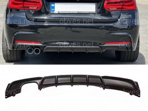 Диффузор накладка заднего бампера M-Performance BMW 3 series F30 2012-2018 под одну двойную выхлопную трубу МАТОВЫЙ 00----