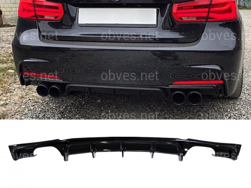 Диффузор накладка заднего бампера M-Performance BMW 3 series F30 2012-2018 под две двойные выхлопные трубы ГЛЯНЦЕВЫЙ 00--00 Диффузор накладка заднего бампера M-Performance BMW 3 series F30 2012-2018 под две двойные выхлопные трубы ГЛЯНЦЕВЫЙ 00--00