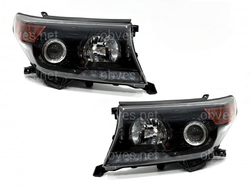 Фары рестайлинг Toyota Land Cruiser 200 2007- 2015 BROWNSTONE черные 2007-2015 2шт.