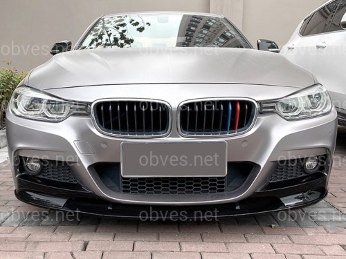 Юбка переднего бампера юбка M performance BMW 3 series F30 F31 2012-2018 абс пластик, черный глянец