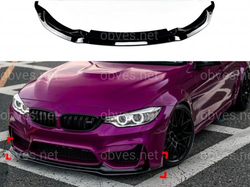 Юбка переднего бампера BMW M4 F81 F82 F83 абс пластик, черный глянец Юбка переднего бампера BMW M4 F81 F82 F83 абс пластик, черный глянец