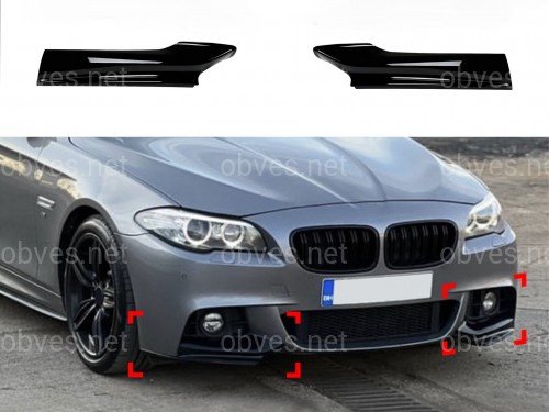 Клыки переднего бампера M performance BMW 5 series F10 F11 2010-2016 ABS пластик, цвет черный глянец Клыки переднего бампера M performance BMW 5 series F10 F11 2010-2016 ABS пластик, цвет черный глянец