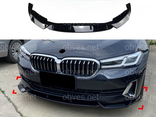 Юбка накладка переднего бампера BMW 5 series G30 G31 LCI 2020-2023 ABS пластик, черный глянец Юбка накладка переднего бампера BMW 5 series G30 G31 LCI 2020-2023 ABS пластик, черный глянец