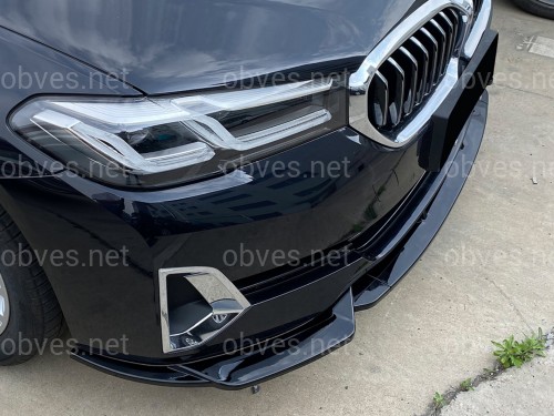 Юбка накладка переднего бампера BMW 5 series G30 G31 LCI 2020-2023 ABS пластик, черный глянец Юбка накладка переднего бампера BMW 5 series G30 G31 LCI 2020-2023 ABS пластик, черный глянец