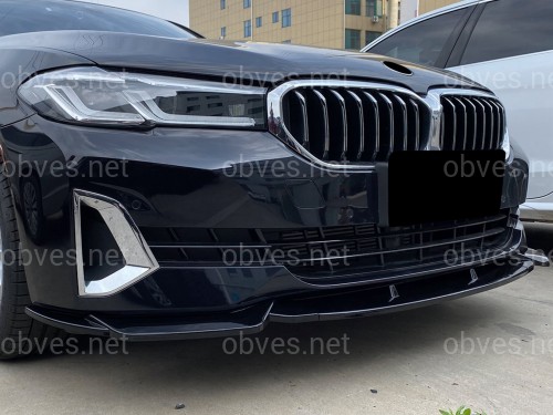 Юбка накладка переднего бампера BMW 5 series G30 G31 LCI 2020-2023 ABS пластик, черный глянец Юбка накладка переднего бампера BMW 5 series G30 G31 LCI 2020-2023 ABS пластик, черный глянец