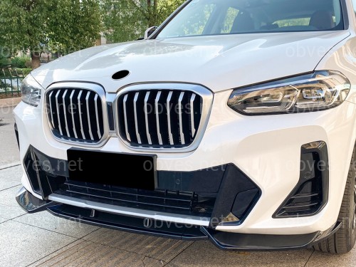 Юбка накладка переднего бампера M Performance X3 G01 / X4 G02 LCI 2022-2024, ABS пластик цвет черный глянец Юбка накладка переднего бампера M Performance X3 G01 / X4 G02 LCI 2022-2024, ABS пластик цвет черный глянец