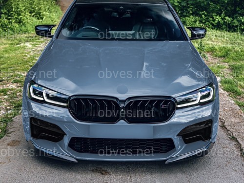 Клыки переднего бампера M5 BMW 5 series G30 G31 M5 F90 LCI 2020-2023 ABS пластик, черный глянец 2шт.