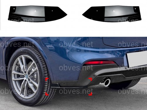 Лезвия накладки заднего бампера M-Performance BMW X4 G02 2018-2022 2шт. ABS пластик, черный глянец Лезвия накладки заднего бампера M-Performance BMW X4 G02 2018-2022 2шт. ABS пластик, черный глянец