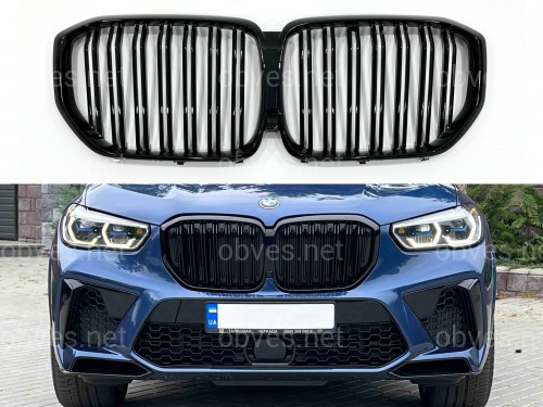 Решетка радиатора ноздри Х5M F95 стиль BMW X5 G05 2019-2022 черный глянец