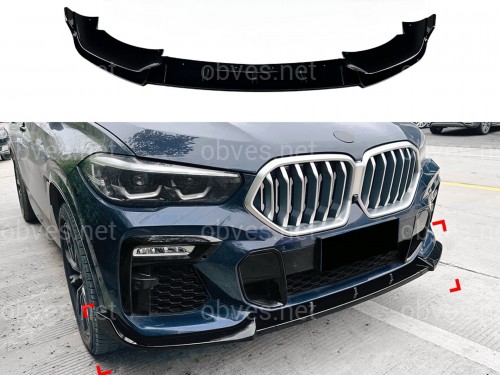Юбка переднего бампера M-Perfomance для BMW X6 G06 2019-2022 ABS пластик, черный глянец