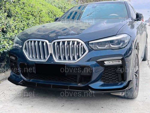 Юбка переднего бампера M-Perfomance для BMW X6 G06 2019-2022 ABS пластик, черный глянец