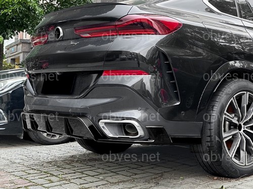 Юбка накладка заднего бампера M Performance BMW X6 G06 2019+ ABS пластик, цвет черный глянец Юбка накладка заднего бампера M Performance BMW X6 G06 2019+ ABS пластик, цвет черный глянец