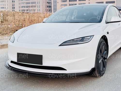 Накладка переднего бампера для Tesla Model 3 2025- ABS пластик, цвет черный глянец
