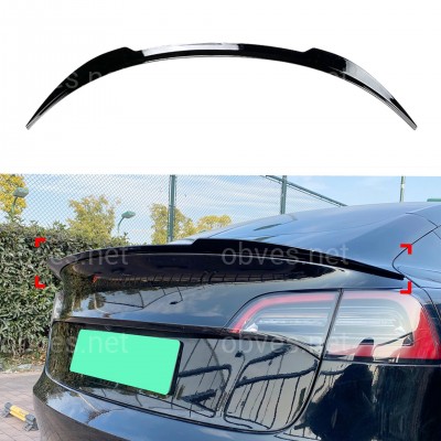 Спойлер лип Maxton Design для Tesla Model 3 2017-2024 ABS пластик, цвет черный глянец