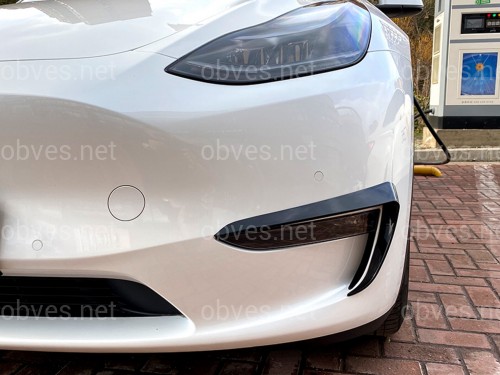 Накладки на противотуманные фары для Tesla Model Y 2020-2024 ABS пластик, цвет черный глянец Накладки на противотуманные фары для Tesla Model Y 2020-2024 ABS пластик, цвет черный глянец