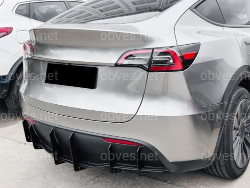 Накладка заднего бампера для Tesla Model Y 2020-2024 ABS пластик, цвет черный глянец