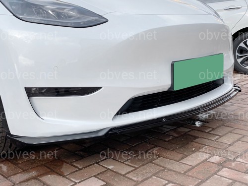 Накладка переднего бампера Maxton Design для Tesla Model Y 2020-2024 ABS пластик, цвет черный глянец Накладка переднего бампера Maxton Design для Tesla Model Y 2020-2024 ABS пластик, цвет черный глянец
