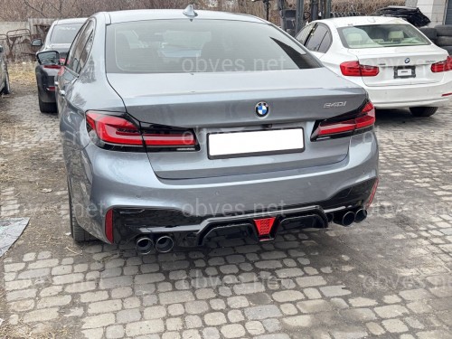 Диффузор накладка заднего бампера со стопом Competition style BMW 5 series G30 2017-2023 черный глянец Диффузор накладка заднего бампера со стопом Competition style BMW 5 series G30 2017-2023 черный глянец