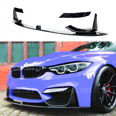 Юбка переднего бампера BMW M4 F81 F82 F83 абс пластик, черный глянец Юбка переднего бампера BMW M4 F81 F82 F83 абс пластик, черный глянец
