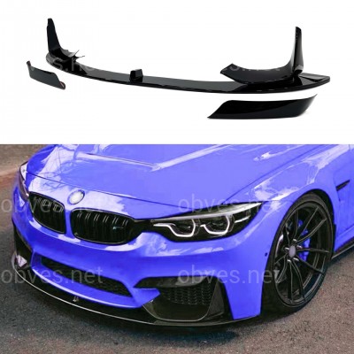 Юбка переднего бампера BMW M4 F81 F82 F83 абс пластик, черный глянец Юбка переднего бампера BMW M4 F81 F82 F83 абс пластик, черный глянец