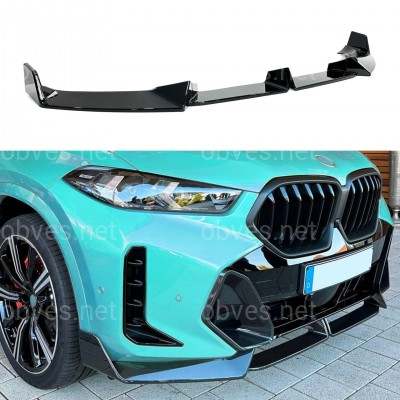 Юбка переднего бампера M-Perfomance для BMW X6 G06 LCI 2022+ ABS пластик, черный глянец Юбка переднего бампера M-Perfomance для BMW X6 G06 LCI 2022+ ABS пластик, черный глянец