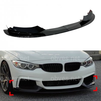 Юбка переднего бампера M performance BMW 4 series F32 F33 F36 2013-2020 ABS пластик, черный глянец Юбка переднего бампера M performance BMW 4 series F32 F33 F36 2013-2020 ABS пластик, черный глянец