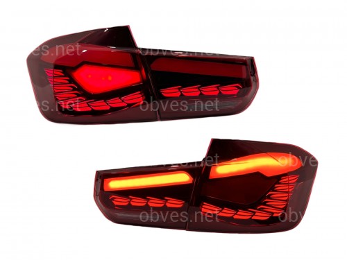 Задние LED фонари стиль M4 для BMW 3 series F30 2012-2018 красные, комплект 4шт.