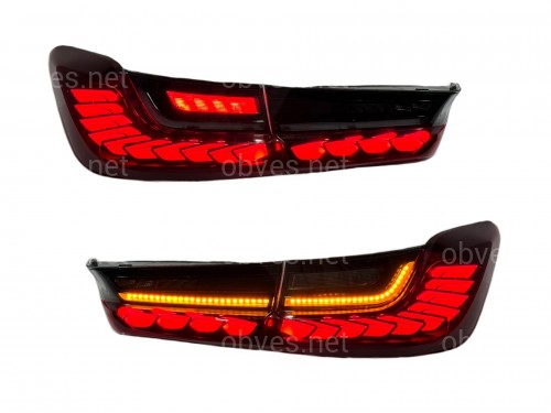 Задние LED фонари стиль M4 для BMW 3 series G20 G80 2019- красные, комплект 4шт. Задние LED фонари стиль M4 для BMW 3 series G20 G80 2019- красные, комплект 4шт.