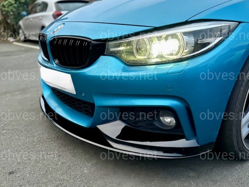 Юбка переднего бампера M Paket для BMW 4 series F32 F33 F36 2013-2020 ABS пластик, черный глянец