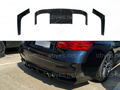 Накладка заднего бампера диффузор M-Vorsteiner к бамперу M4 для BMW 4 series F32 F33 F34 2013-2020 ABS пластик, цвет черный глянец Накладка заднего бампера диффузор M-Vorsteiner к бамперу M4 для BMW 4 series F32 F33 F34 2013-2020 ABS пластик, цвет черный глянец