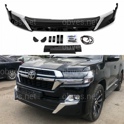Обвес юбка переднего бампера Executive Lounge 2021+ для Toyota Land Cruiser 200 2016-2022, цвет черный