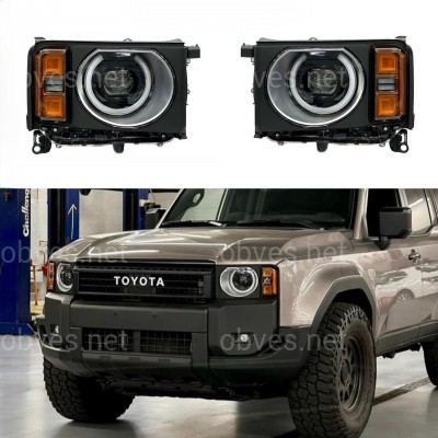 Фары ROUND LED Toyota Land Cruiser Prado 250 2024-, комплектные с блоками 2 шт. для замены простых фар в круглые
