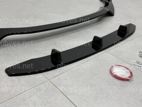 Юбка накладка переднего бампера M Performance BMW X3 G01 / X4 G02 2018-2021, ABS пластик цвет черный глянец