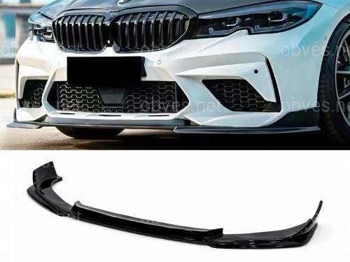 Юбка переднего бампера M3 CS для BMW 3 series G20 G21 2018-2022 ABS пластик, черный глянец