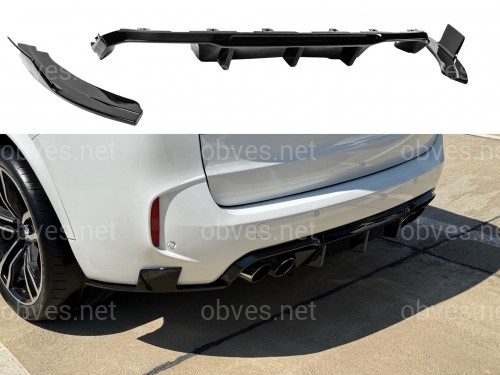 Накладки диффузора заднего бампера для BMW X5M F85 2014-2018 ABS пластик, черный глянец Накладки диффузора заднего бампера для BMW X5M F85 2014-2018 ABS пластик, черный глянец