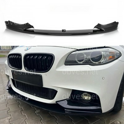Накладка переднего бампера юбка M performance BMW 5 series F10 F11 2010-2016 абс пластик, черный глянец Накладка переднего бампера юбка M performance BMW 5 series F10 F11 2010-2016 абс пластик, черный глянец
