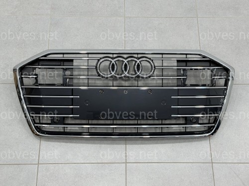 Решетка радиатора ПОД РАДАРЫ Audi A6 C8 2018+ темно-серая с хромом Решетка радиатора ПОД РАДАРЫ Audi A6 C8 2018+ темно-серая с хромом