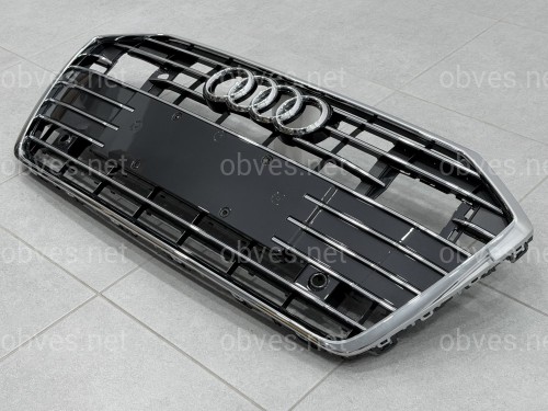 Решетка радиатора ПОД РАДАРЫ Audi A6 C8 2018+ темно-серая с хромом Решетка радиатора ПОД РАДАРЫ Audi A6 C8 2018+ темно-серая с хромом