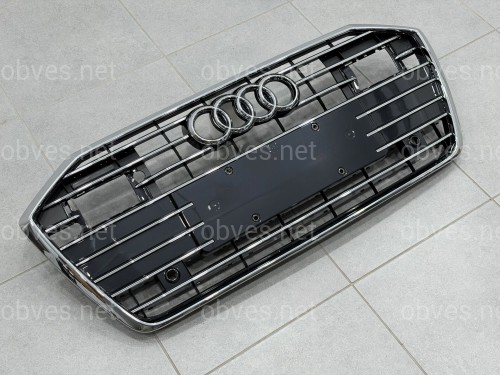 Решетка радиатора ПОД РАДАРЫ Audi A6 C8 2018+ темно-серая с хромом Решетка радиатора ПОД РАДАРЫ Audi A6 C8 2018+ темно-серая с хромом