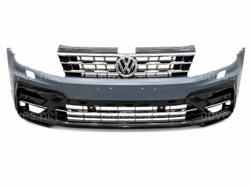 Передний бампер в сборе с арками R-Line Volkswagen Tiguan 2017-2021