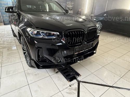 Юбка переднего бампера M-Performance LCI для BMW X3 G01 / X4 G02 2022-2024 ABS пластик, черный глянец