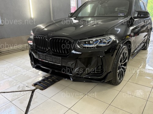 Юбка переднего бампера M-Performance LCI для BMW X3 G01 / X4 G02 2022-2024 ABS пластик, черный глянец