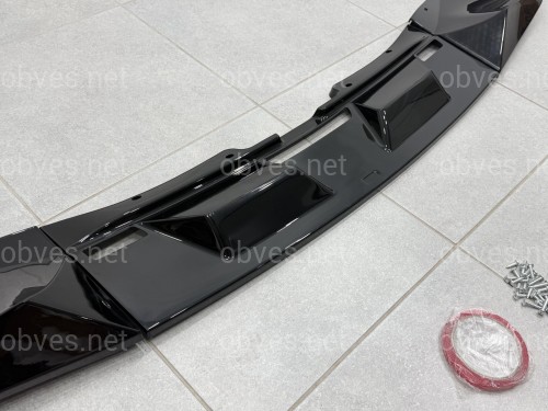 Юбка накладка переднего бампера BMW X5M G05 F95 2019-2022 ABS пластик, черный глянец